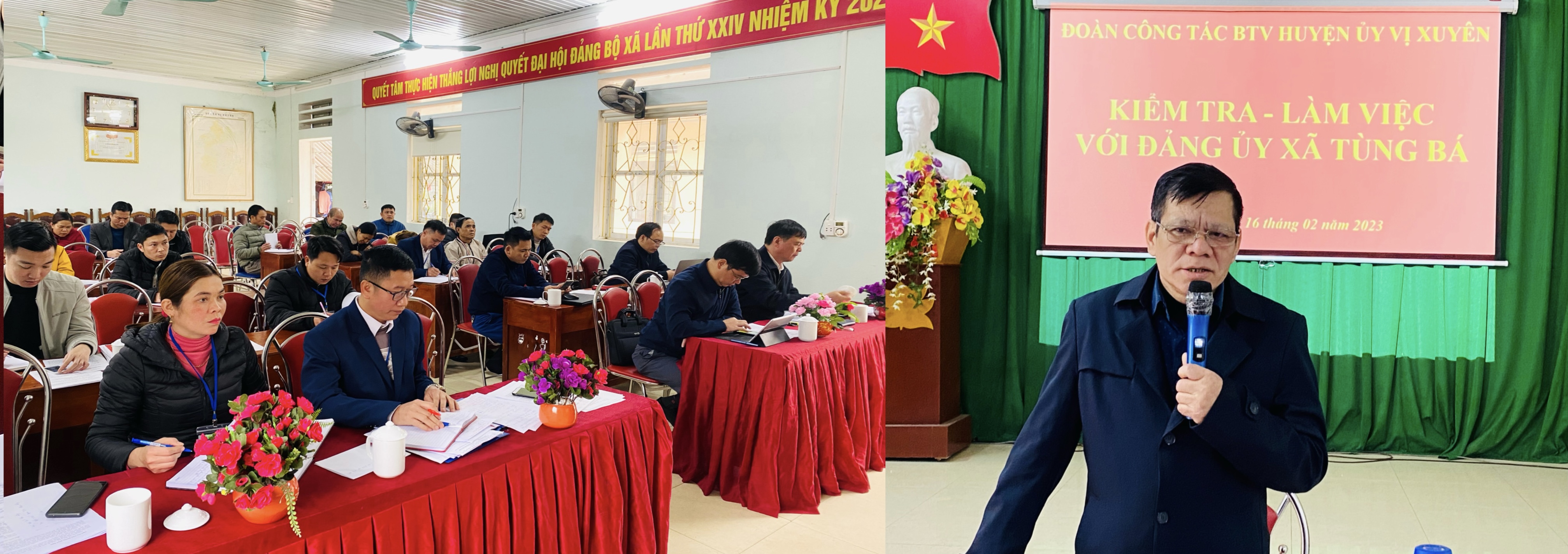 Đoàn công tác BTV Huyện ủy Vị Xuyên làm việc tại Tùng Bá, Thuận Hoà